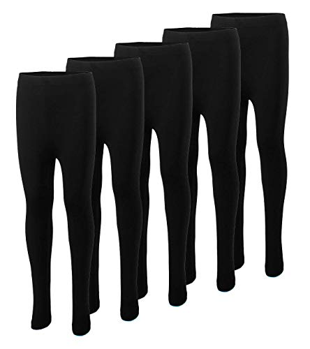 MISS POPULAR 5-Pack Girls Leggings Sizes 4-16 Soft Comfortable Cotton Spandex with Elastic Waistband Many Colors