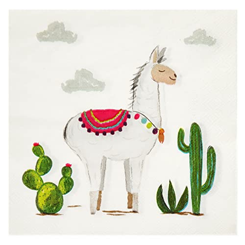BLUE PANDA Llama & Cactus Paper Party Supply Set - Easy Cleanup Dishware - Vibrant Cactus Llama Decorations - Fiesta Baby Shower Plates & Alpaca Birthday Party Place Settings - 144pc, Serves 24 - Thumbnail 5