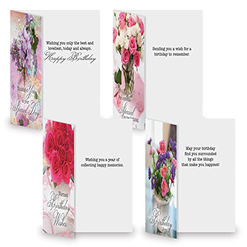 Current Floral Bouquets Birthday Greeting Cards Value Pack - Set Of 20, 10 Unique Designs, Large 5 X 7 Inch Cards, Sentiments Inside, Envelopes Included #TOP1