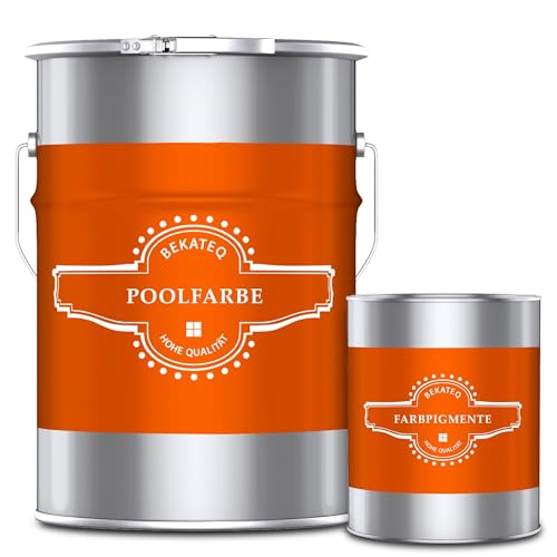 BEKATEQ Poolfarbe RAL7038 Achatgrau 2,5l I Seidenglänzende Schwimmbadfarbe für Becken, Teich & Brunnen aus Beton, Mauerwerk & Putz I Chlorkautschuk Schwimmbeckenfarbe Pool Beschichtung LS-400