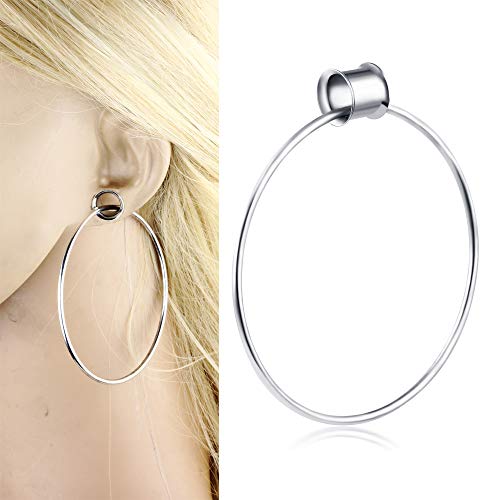 TIANCI FBYJS 3 Pairs Dangle Gauges Ear Tunnels for Women Stainless Steel Pendant Earrings Gauges Expander Stretcher Piercing Plugs 0g (8mm=0g)