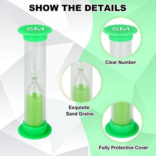 Wopplxy 6 Pcs Sand Timer, Plastic Sand Clock Timer, Colorful Plastic Hourglass Timer 30Sec / 1Min / 2Mins / 3Mins / 5Mins / 10Mins For Brushing Children's Teeth, Cooking, Game, School, Office #TOP2