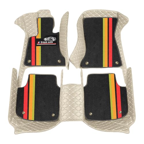 Double Layer Chenille Car Floor Mats Ultra Absorbent Soft Carpet Floor Liners Non-Slip for K'i'a Pikanto 2017–Present JA Morning Grand EKO Beige Black