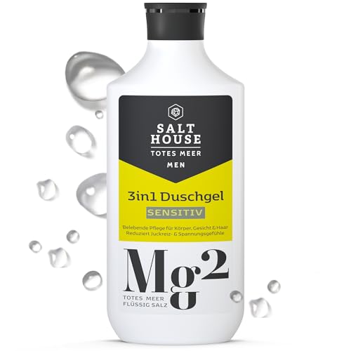 Salthouse Totes Meer Männer 3in1 Duschgel Sensitiv für Körper Gesicht & Haar - Herren Duschgel mit Totes Meer Mineralien Panthenol & Algenextrakt - pflegt & beruhigt sensible Männerhaut 250 ml