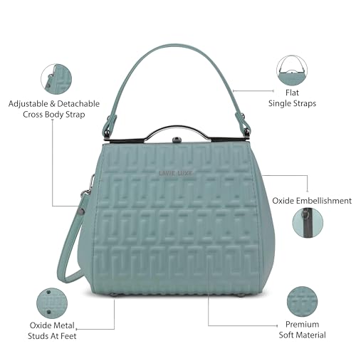 Image of Lavie Luxe Women's Fluffel Frame Satchel Handbag for Women | Satchel Bag for Work | Ladies purse | Stylish Shoulder Bag | Gift For Women