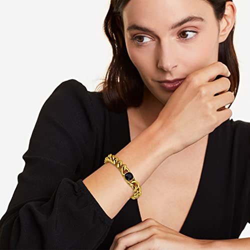 Bestyle 18K Gold Filled Mens Bracelets 11Mm Wide Gold Cuban Link Braclet For Women Men Black Cubic Zirconia Chain Bracelet Fashion Hand Jewelry, 19Cm #TOP3