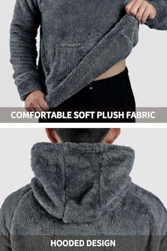 Image of GINGTTO Men's Fuzzy Sherpa Sweatshirt Fashion Pullover Fleece Hoodies
