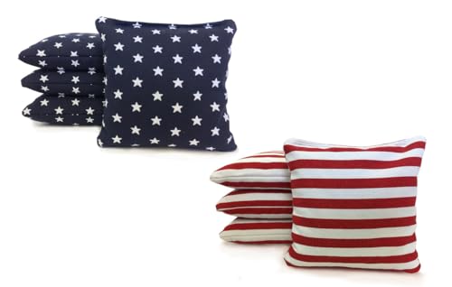 Tailgating Pros American Flag Wooden Plank Design Cornhole Board Set w/Bean Bags and Carrying Case - 4'x2' Corn Hole Toss Game