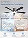 ZMISHIBO 52 Inch Ceiling Fan with Light, App&Remote Control, Flush Mount Low Profile, Dimmable 20W LED Light, Quiet Reversible Motor for Bedroom, Living Room, Apartment, Black