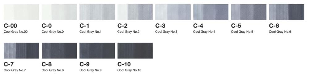 COPIC Sketch Set «12 Colors CG», Set de 12 en Expositor acrílico, Rotulador Doble con Punta Mediana y Punta de Pincel