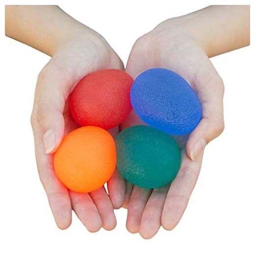 RMS 4-Pack Hand Exercise Balls - Physical & Occupational Therapy Kit for Strengthening Grip & Reducing Stiffness - Arthritis Pain Relief Exerciser for Rehabilitation, Fidget, Stress Relief
