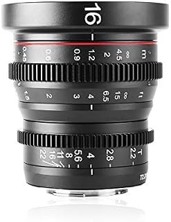 Meike 16mm T2.2 Manual Focus Wide Angle Fixed Prime Cinema Lens for M43 Micro Four Thirds MFT Mount Cameras and Cinema Camera BMPCC