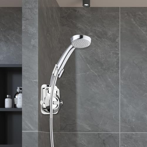 2 Stück Duschkopfhalterung ohne Bohren, 360° Verstellbare Handbrause Halterung, Handbrause Halterung mit Silikon-Adapter, Duschkopf Halterung, Shower Head Holder