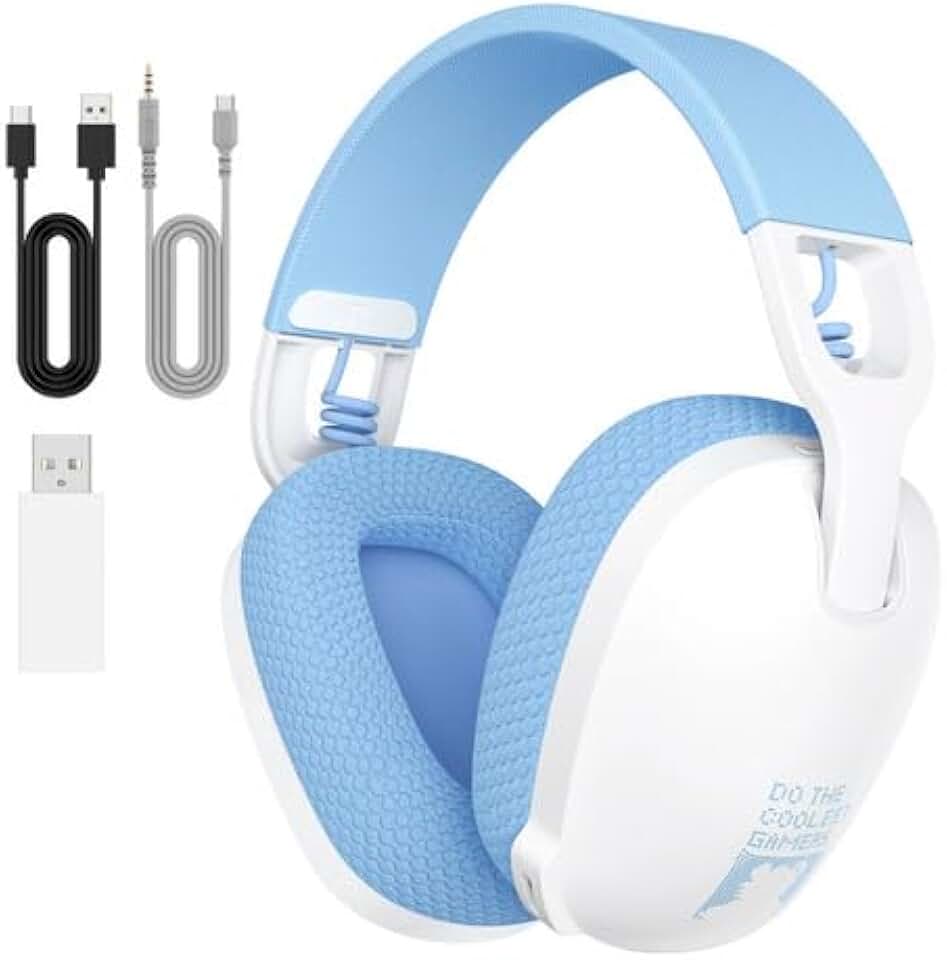 ONIKUMA GAMING B2 Headset Gamer Sem Fio para PS5, PS4, PC, 2.4GHz/Bluetooth 5.3, Branco, Over Ear