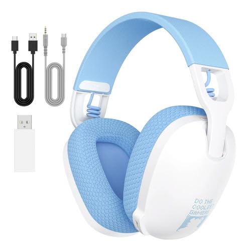 ONIKUMA GAMING B2 Headset Gamer Sem Fio para PS5, PS4, PC, 2.4GHz/Bluetooth 5.3, Branco, Over Ear