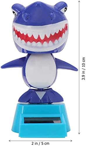 Solar Shark Bobble Shaking Head Dancing Toy Cat Figurine Statue Car Dash Board Ornaments for Car Vehicle Decoration - Blue