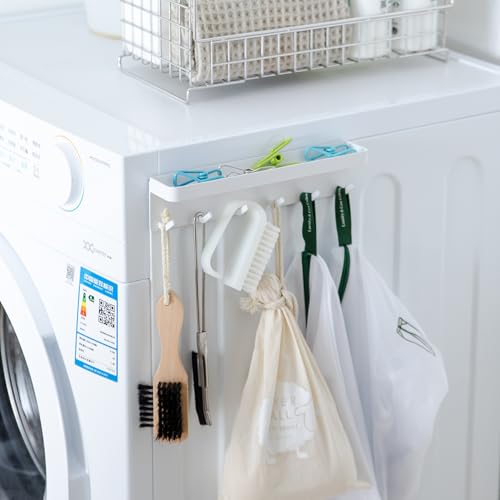 Soporte magnético para llaves de pared con estante organizador metálico blanco 5