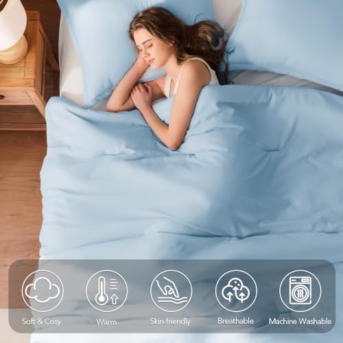 Image of Queen Comforter Set Prewashed Lightweight Quilted Bedding for All Season