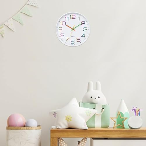 ACCSHINE Wanduhr Kinder Ohne TickgeräUsche Lautlos 30cm Modern Quarz Groß Betriebene Stereo Wanduhr Bunt Einfach zu Lesen für Kinderzimmer Zuhause KüChe Schlafzimmer BüRo Schule (Weiß)