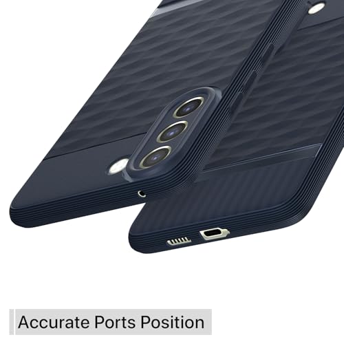 Image of Pikkme Back Cover for Samsung Galaxy S21 FE 5G Camera Protection 3D Hexa Cube Design Silicone Protective Bumper Case (Blue)