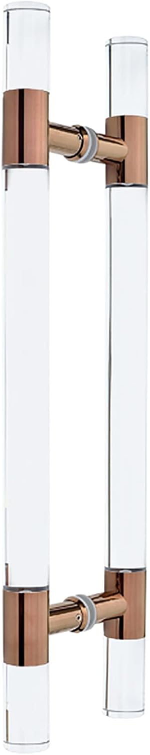 60/80/100/120 cm Long Glass Door Handle, Sliding Barn Gate Push Pull Bar for Kitchen/Shower Room/Garage, Acrylic Clear Crystal Finish, Double Side Mounted/Silver/60Cm/23.6In