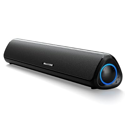 Bluedee Computer Speakers for Desktop PC, Rechargeable Computer Sound Bar with Powerful Hi-Fi Stereo Sound, Bluetooth 5.3 & 3.5mm AUX, Slim PC Soundbar for Desktop, Laptop, Monitor & Gaming Setup