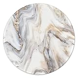 Round Mouse Pad,Gaming Mouse Pad,Non-Slip Rubber Base Mouse Mat with Stitched Edge 7.9 x 7.9 Inch for Laptop Computer (Marble Grey B)