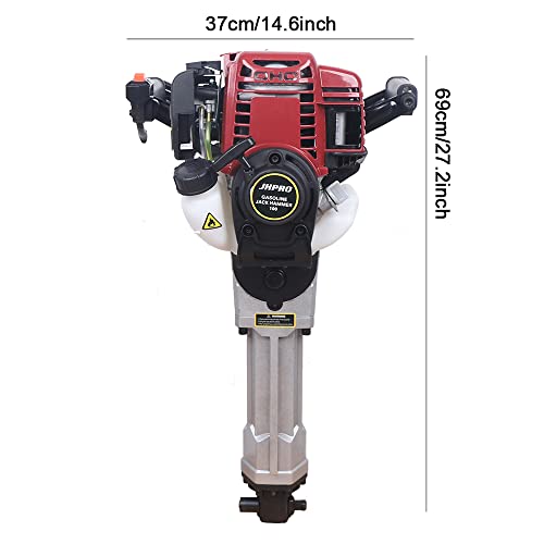 37.7Cc 4-Stroke Hammer Drill Concrete Breaker With Point & Flat Chisels Bits, Gasoline Demolition Jack Hammer Drill For Breaking Trenching, Holes, Chipping (Red) #TOP3