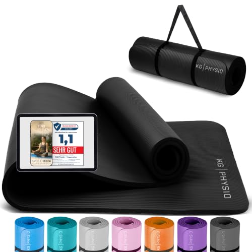 KG PHYSIO Yogamatte Rutschfest & Gepolstert - Yoga Matte mit Tragegurt, Fitnessmatte, Sportmatte Dicke 8mm, Gymnastikmatte, Gym Matte, Pilates Matte, Fitness Matte, 183x60cm