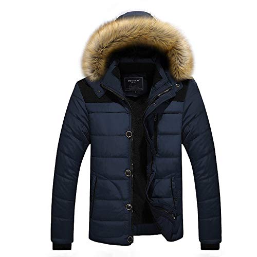 Elonglin Casaco Acolchoado Masculino Grosso para Inverno com Capuz de Pelúcia Sintética Casaco Quent