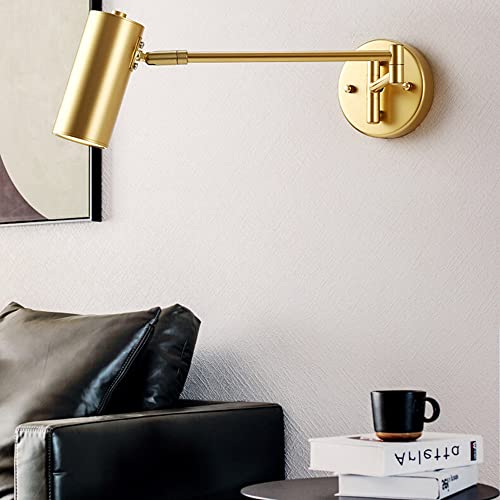 Image of Swing Arm Wall Sconce Adjustable Wall Mount Reading Light Headboard Lamp, Modern Hardwired Sconces GU10 Wall Swivel Spot Lights for Bedroom Bedside Living Room Study