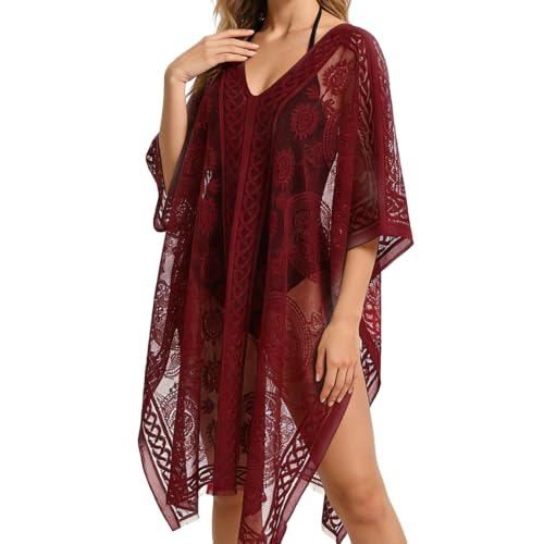 Image of Bathing Suit Cover Up for Women,V-Neck Summer Swimsuit Coverups Loose Swimwear Beach Dress for Pool Sea Party