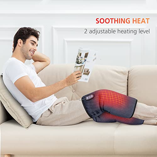 Comfier Knee Massager With Heat And Compression,Vibration Knee Massager With Heating Pad For Knee Pain Relief, Leg Massager, Heated Knee Pad For Stress Relief (Large Size-Grey) #TOP1