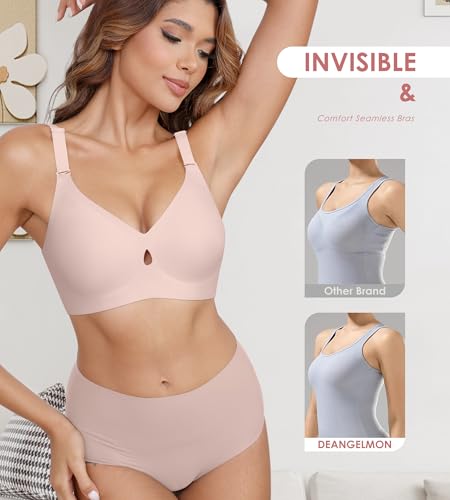Image of DEANGELMON Bras for Women No Underwire Wireless Push Up Bras - Seamless Full Coverage Bralettes Comfortable Everyday Bra
