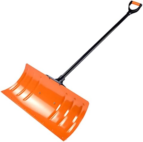 CRESCO Heavy Duty Wide Snow Shovel - 1.4m | Steel Shovel With Handle | Metal Scoop Suitable for Ice, Snow, Car Driveway Grit, Salt Spreader, or Gardening Equipment | Orange