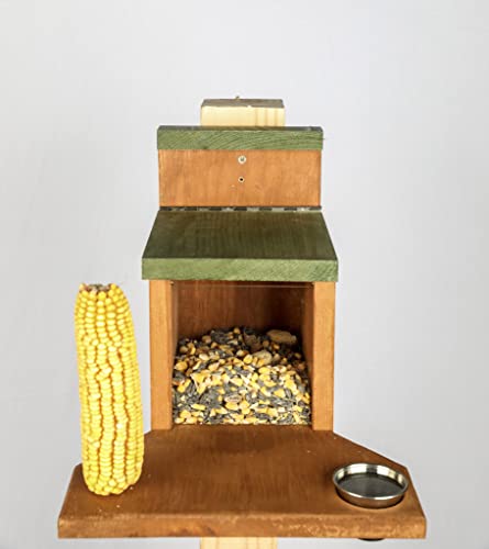 Uncle Dunkels Ultimate Squirrel Munch Box Feeder With Multiple Feeding Stations - Corn Holder Nail For Corn On The Cob With Tray And Water Cup - Handcrafted, Solid Pine, Made In The Usa #TOP7