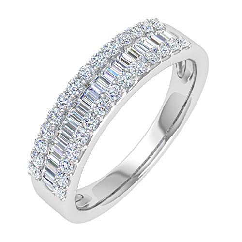1/2 Carat Baguette and Round Shape Diamond Wedding Band Ring in 10K Gold