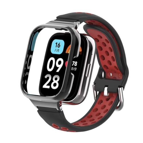 [T-BLUER] Xiaomi Redmi Watch 3 �A�N�e�B�u�o���h �V���R�� �ʋC�� 2�F�X�g���b�v �u���X���b�g�A�N�Z�T���[ �����ی�t���[���t�� Redmi Watch 3 Active Black Red