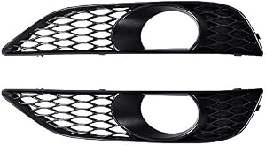 AstraDepot Front Bumper Driver Passenger Side Fog Light Mesh Grille Compatible with 2010-2015 Audi Q7 S-line (Matte Black)