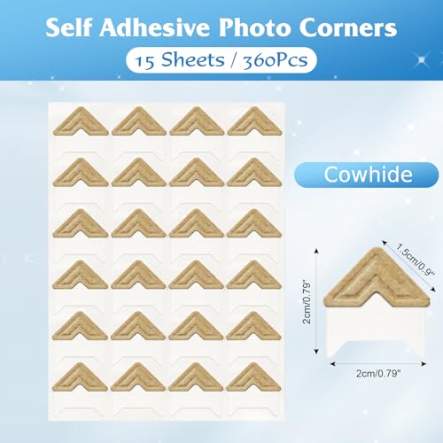 image for GOONAVI 15 Sheets 360 Pcs Acid-Free Photo Corners, Self-Adhesive Mount