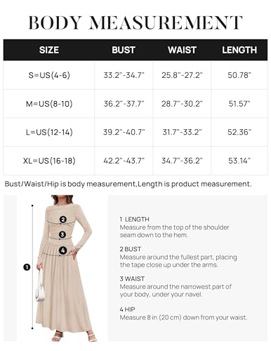 Zesica Women'S Long Sleeve Maxi Dress 2024 Fall Crewneck Knit Casual Slim Swing Pleated Dresses With Pockets,Sand,X-Large thumb #5