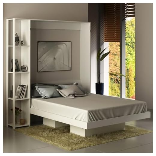 Cama De Casal Articulável Multifuncional Vertical com Nichos Cor: Branco