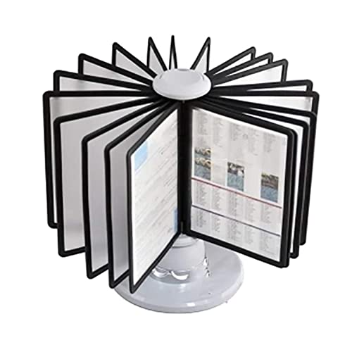 FUYAO Rotating Catalog Display Rack, 20 Double-Sided Panels Desk File Organizer, Desktop Reference System, Desk Flip File Holder for Offices, Dining Room, Product Price List Display