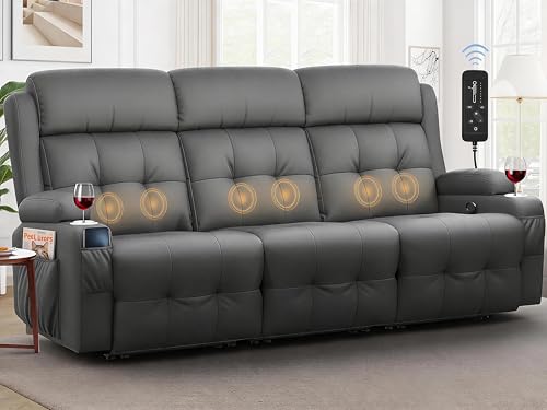 Massage Recliner Sofa with Cup Holders and Storage