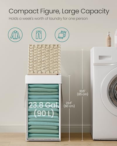 SONGMICS-Laundry-Hamper-with-Lid-172-Gallon-65L-Synthetic-Rattan-Clothes-Laundry-Basket-with-Lid-and-Handles-Foldable-Removable-Liner-Summer-Sand-ULCB165LZ01