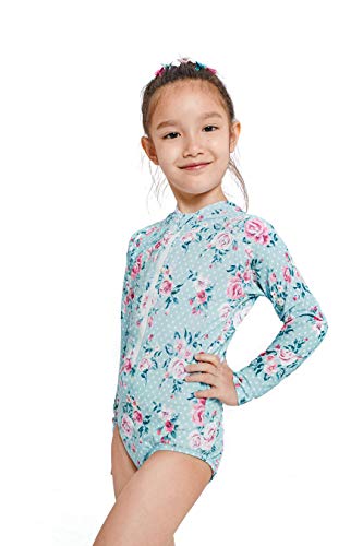 Madcap Girls Baby Zipper Swimsuit Rash Guard Sun Protection Long Sleeve One Piece Swimwear Rose Pattern (Xxx-Small / 4) #TOP2