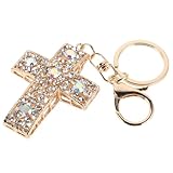 ORFOFE Llavero Cruz de Gemas de Imitación, Colgante Brillante para Bolso y Mochila, Dije Cristiano Religioso para Mujer y Niña, Accesorio para Fiesta de Pascua y Navidad