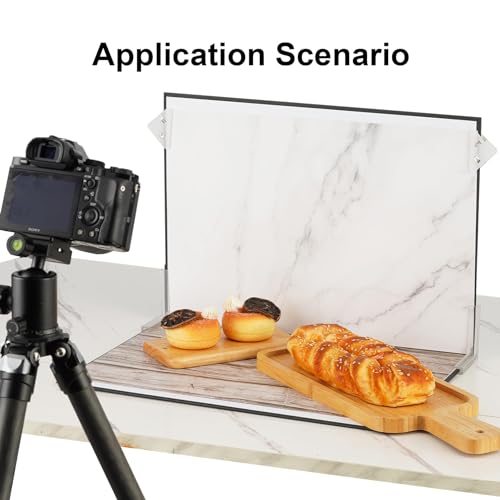 HengMing Fotohintergrund Set 30x40cm für Kleine Produktfotografie Reflektierender Karton + 9 Stück Doppelseitiges Hintergrundpapier 18 Muster für Lebensmittel, Schmuck, Hautpflegeprodukte