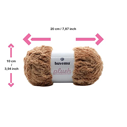 Buvemu Plush Faux Fur Bulky Yarn, Super Soft Fluffy Fuzzy For Knitting Crocheting Crafting, 100 Gram (3.53 Ounces) 109 Yards (100 Meters) (Camel) #TOP4