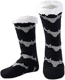 WOTENCE Men's Slipper Socks Fleece Lined Cozy Extra Thick Slipper Socks Winter Non-Slip Home Socks for Men
